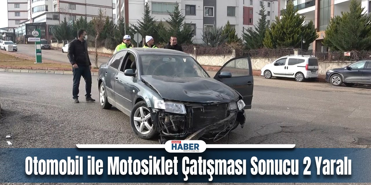 Otomobil ile Motosiklet Çatışması Sonucu 2 Yaralı