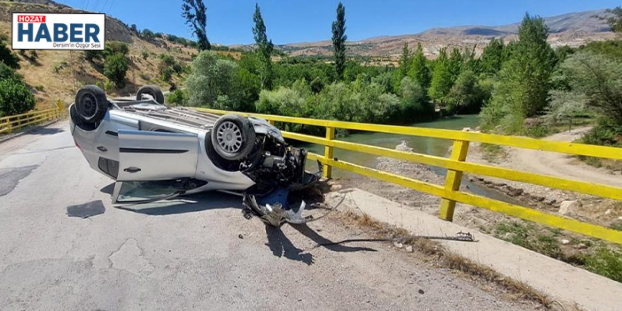 Çemişgezek'te Ters Dönen Otomobilde Sürücü Yaralandı