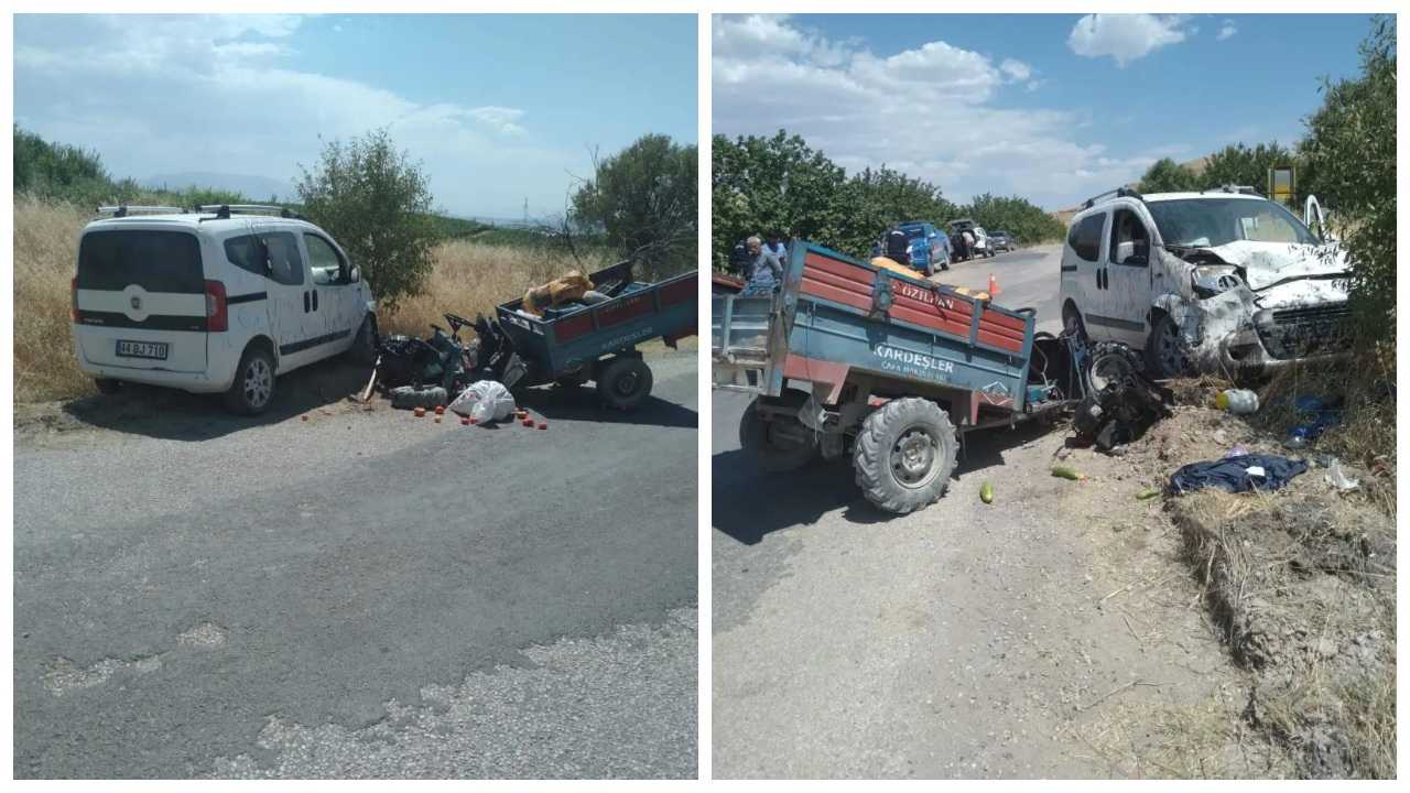 Trafik kazası: çapa makinesi ile hafif ticari araç çarpıştı: 2 yaralı