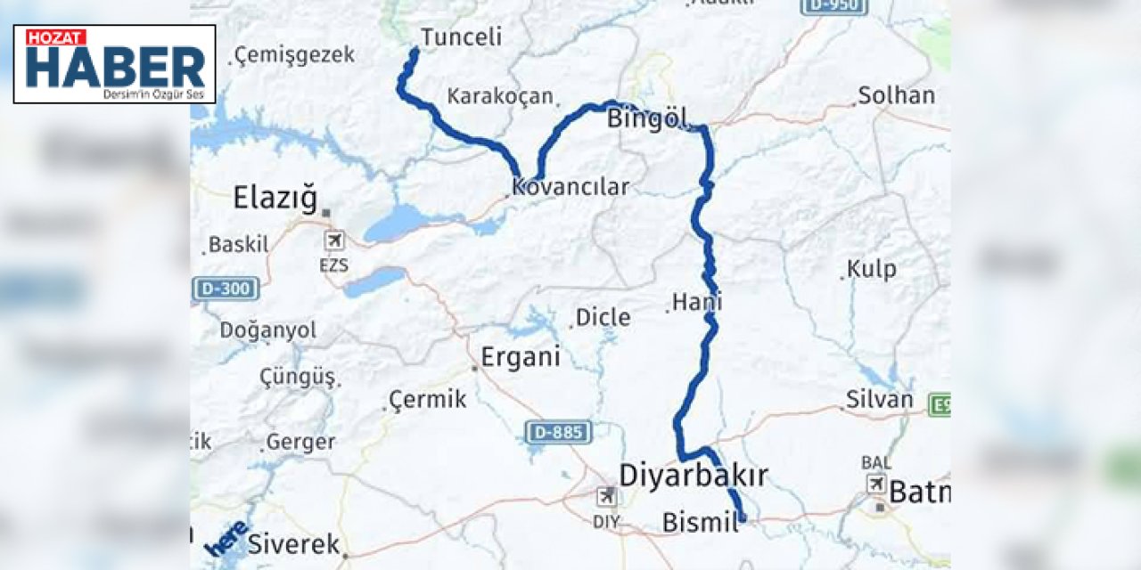 Tunceli Diyarbakır arası kaç km?