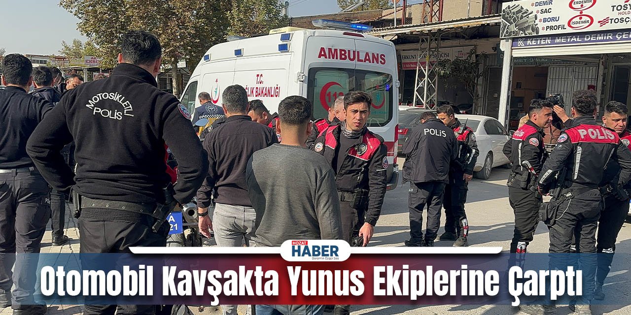 Otomobil Kavşakta Yunus Ekiplerine Çarptı