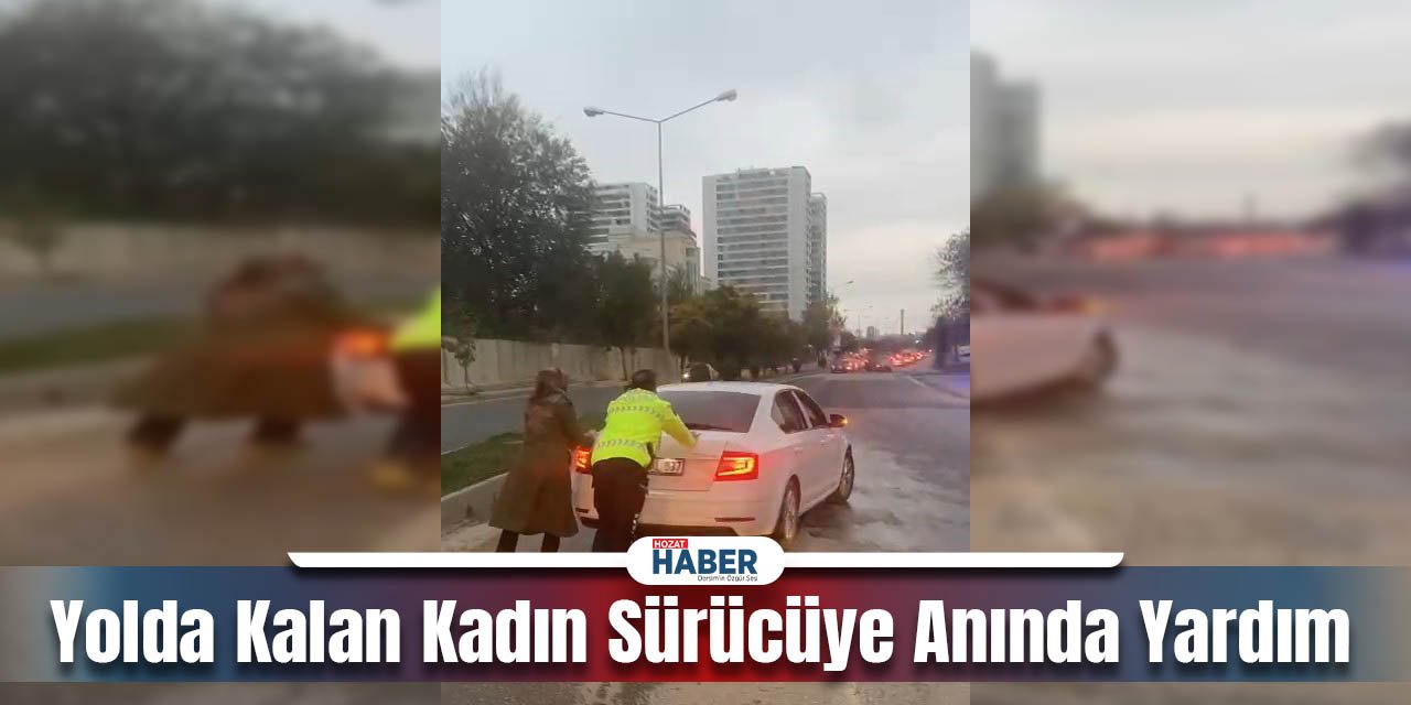 Yolda Kalan  Kadın Sürücüye Anında Yardım