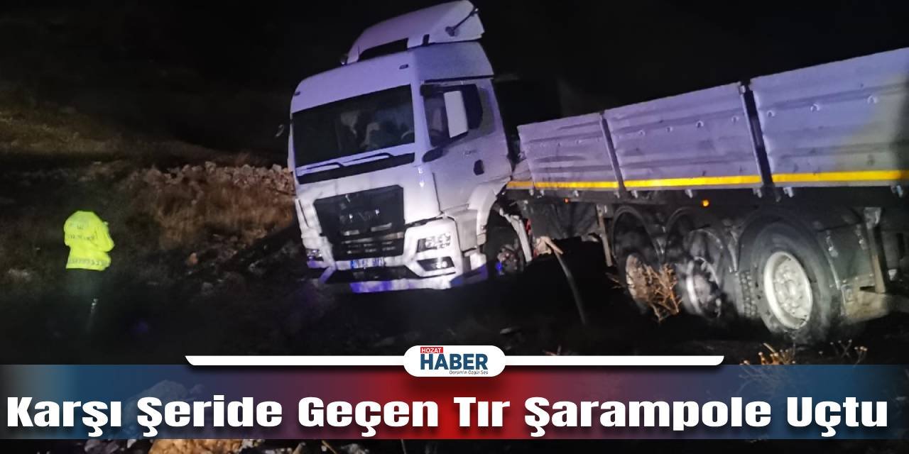 Karşı Şeride Geçen Tır  Şarampole Uçtu