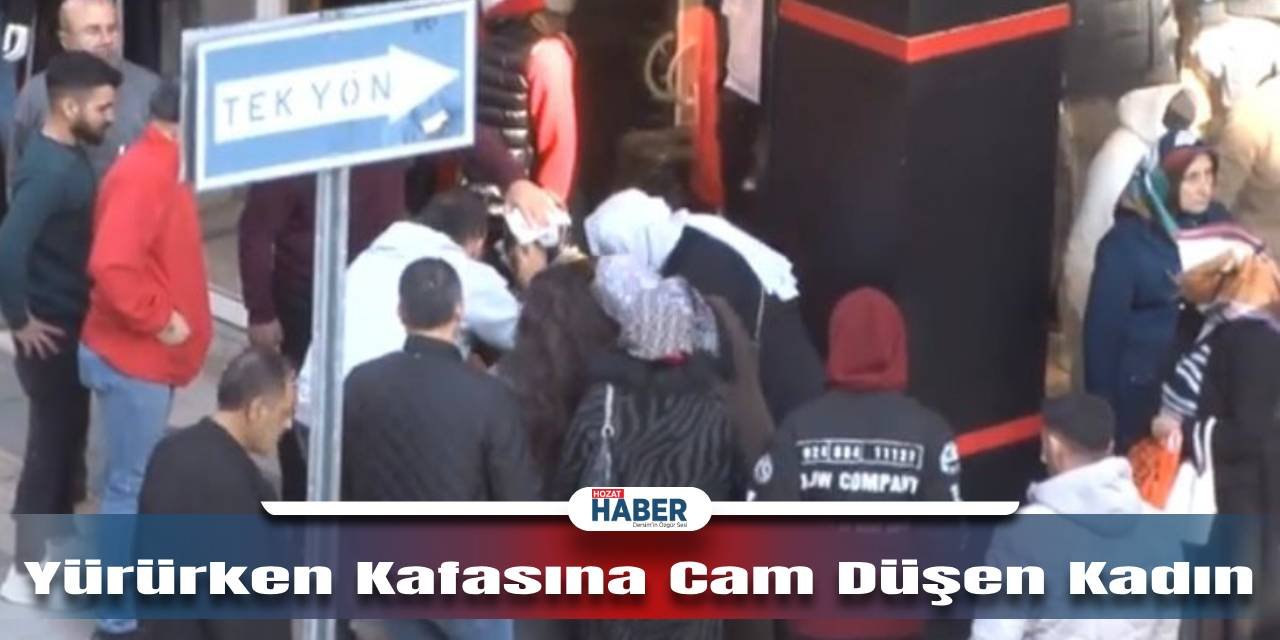 Yürürken Kafasına Cam Düşen Kadın