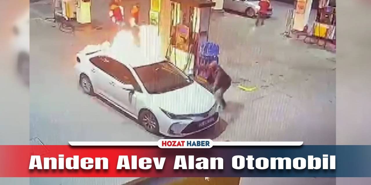 Akaryakıt İstasyonunda  Otomobil Alev Alev Yandı