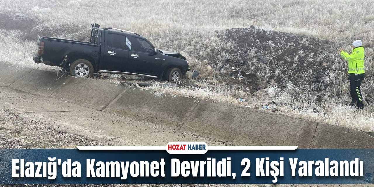 Buzlu Yolda Kayarak Kaza: Elazığ'da Kamyonet Devrildi, 2 Kişi Yaralandı